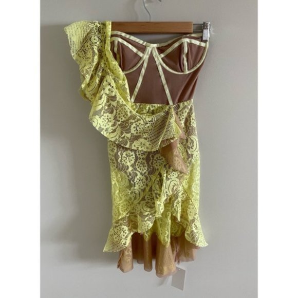 NWT For Love & Lemons Tati Lace Dress with Contrast Exposed Bodice Size XS - Picture 7 of 15